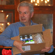 John DeWaele temporarily owns a box of Peroni beer plus trimmings ...